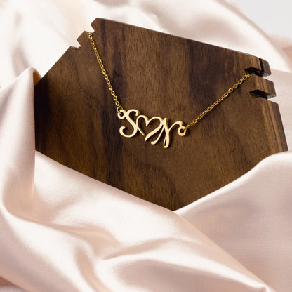 Double Initial Heart Necklace