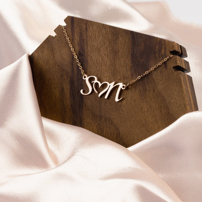 Double Initial Heart Necklace