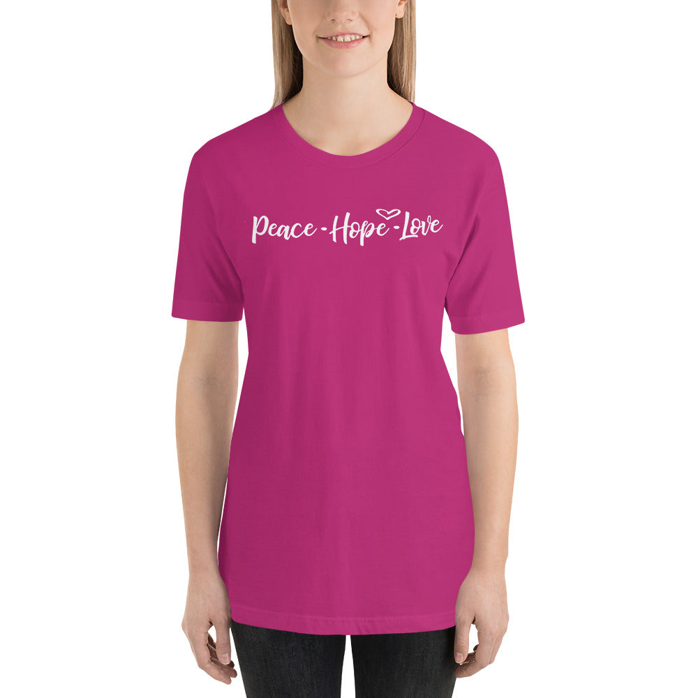 PEACE HOPE LOVE Short-Sleeve Unisex T-Shirt