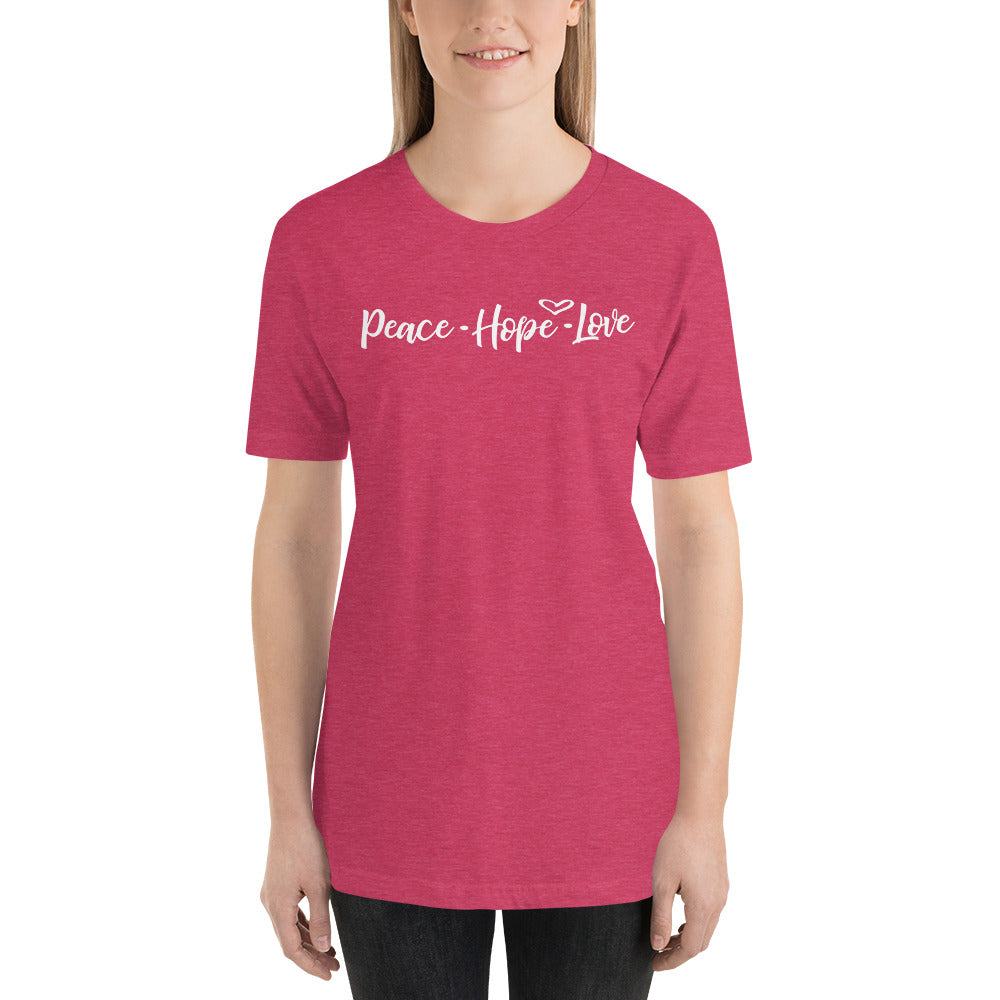PEACE HOPE LOVE Short-Sleeve Unisex T-Shirt